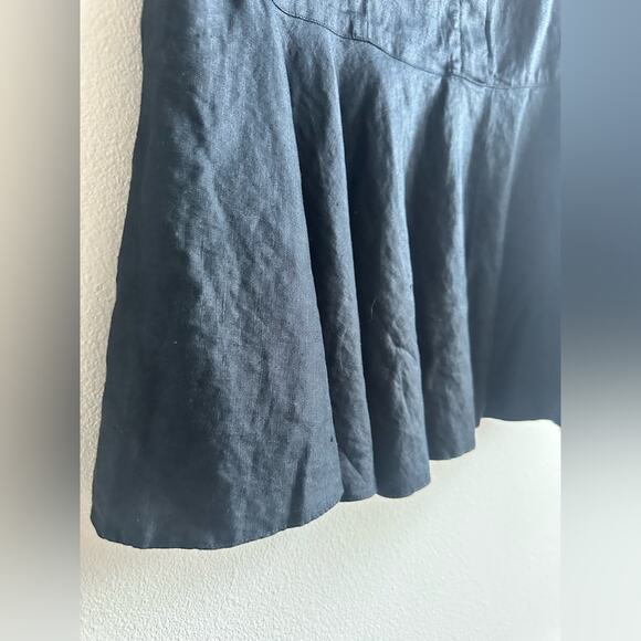 VTG Liz Claiborne Black Linen Dress Size 10 Minimalist Drop Waist Flounce Hem - Picture 3 of 5